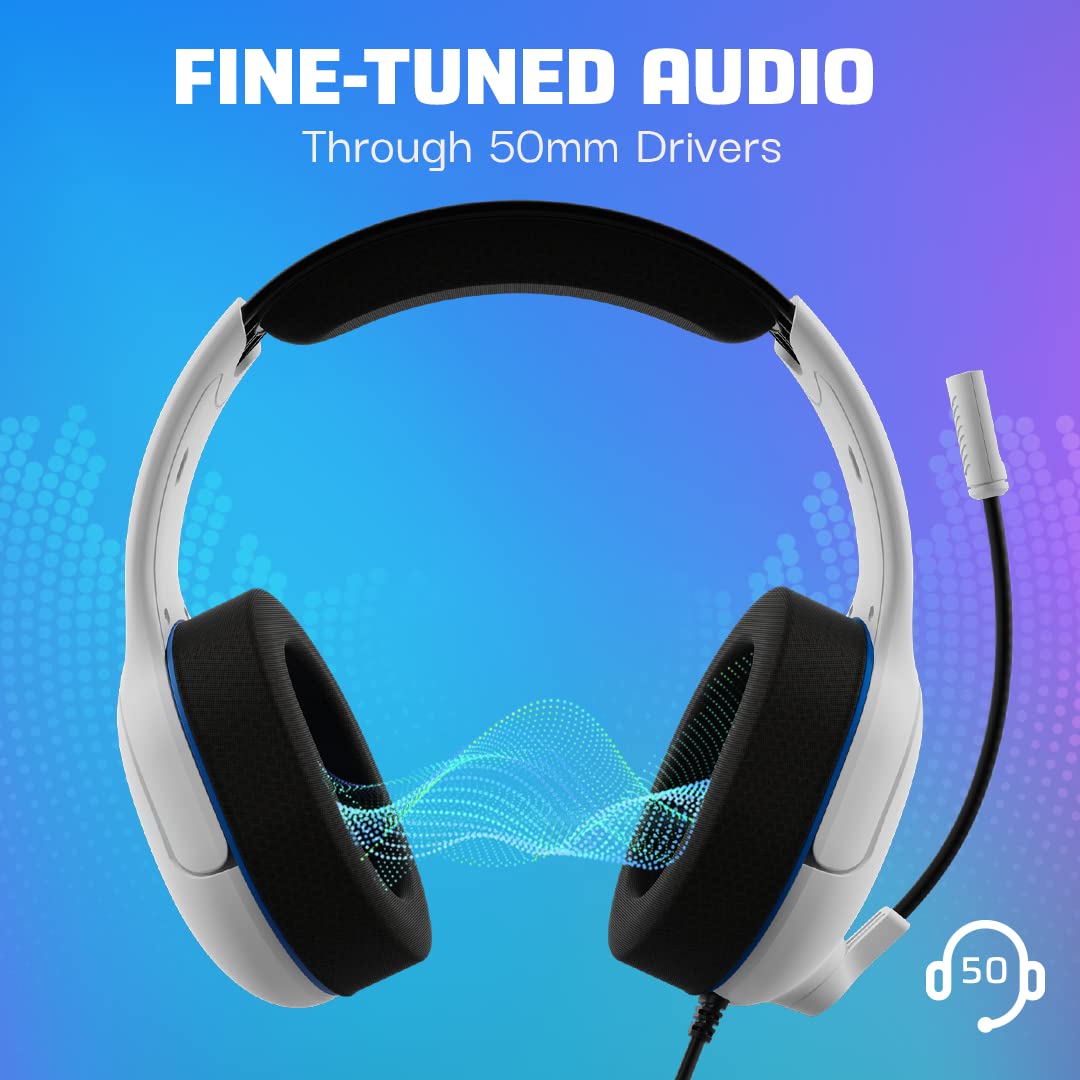 PDP AIRLITE Pro Headset with Mic for PS5/PS4/PC - Frost White, Model 052-018-WH