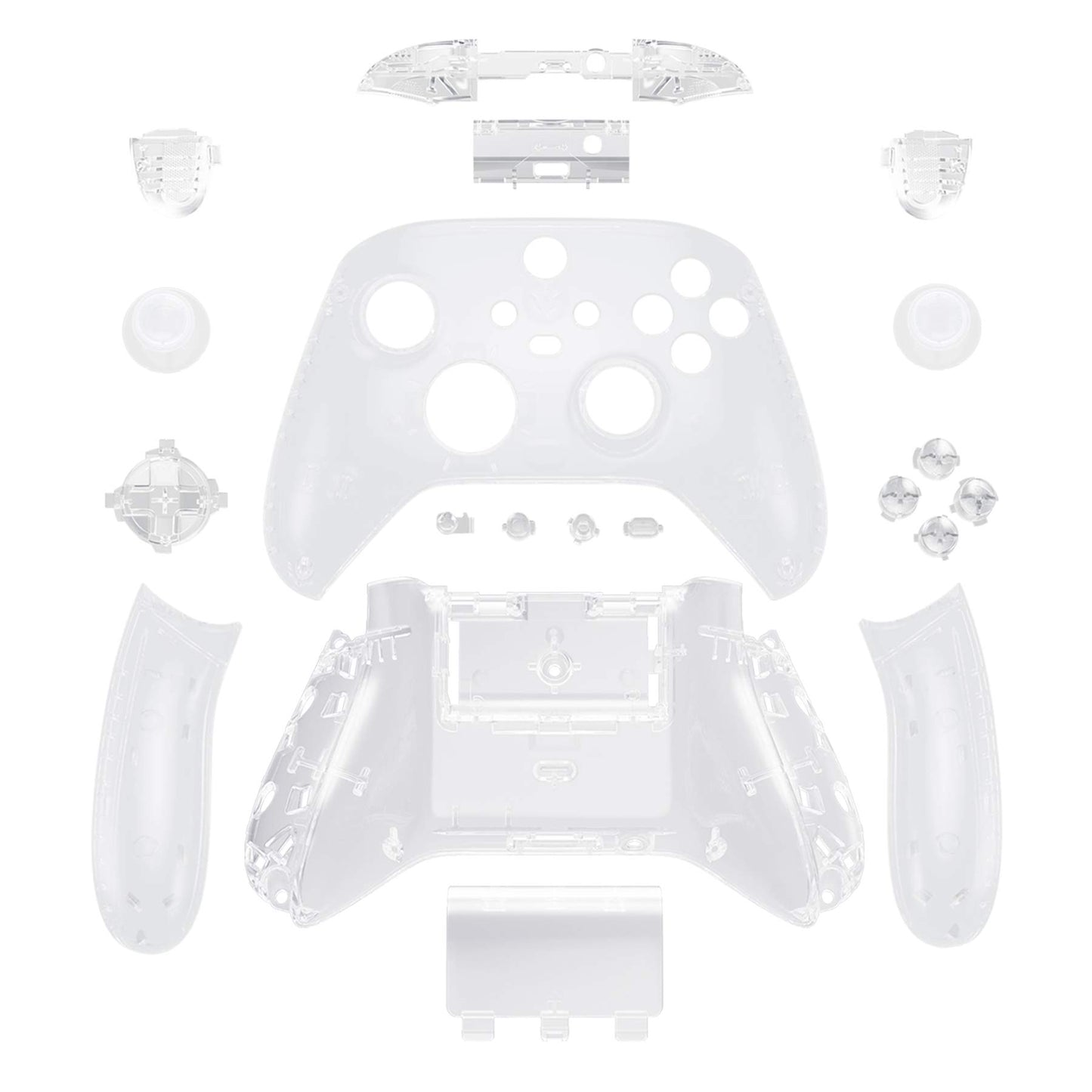 eXtremeRate Transparent Clear Controller Housing Shell Case for Xbox Series X/S, Model QX3M501, Custom Replacement Side Rails