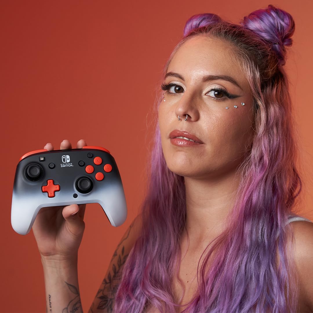 PDP Nintendo Switch Pro Controller - Enhanced Wireless, 40-Hour Battery, Dual Programmable Buttons, Black Fade (Model: 500-202-BLFADE)