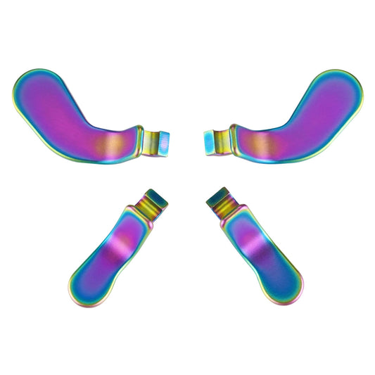 eXtremeRate 4 pcs Metalic Rainbow Aura Blue & Purple Stainless Steel Paddles  Replacement Interchangeable Hair Trigger Locks for Xbox One Elite  Xbox Elite Series 2 & Elite 2 Core Controller