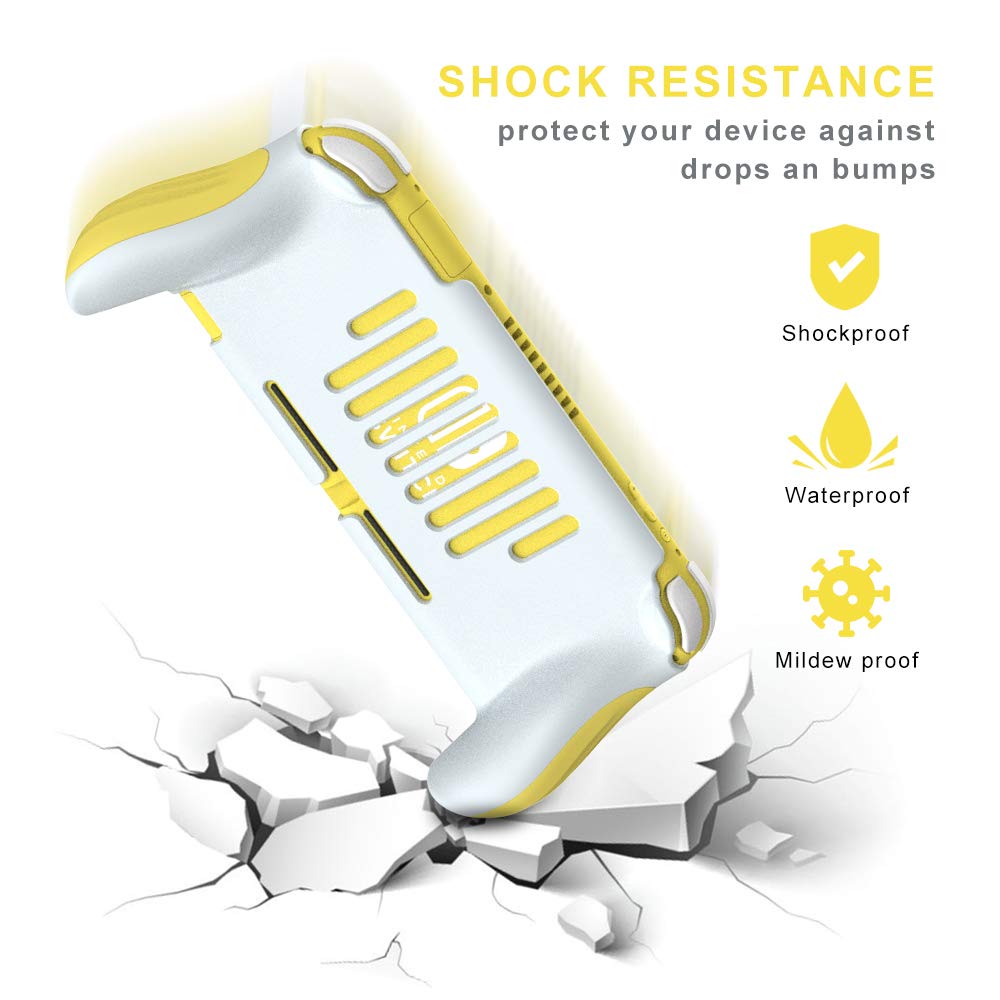 Laimax Grip Case for Nintendo Switch Lite, Ergonomic Yellow Handles, Model SS-123