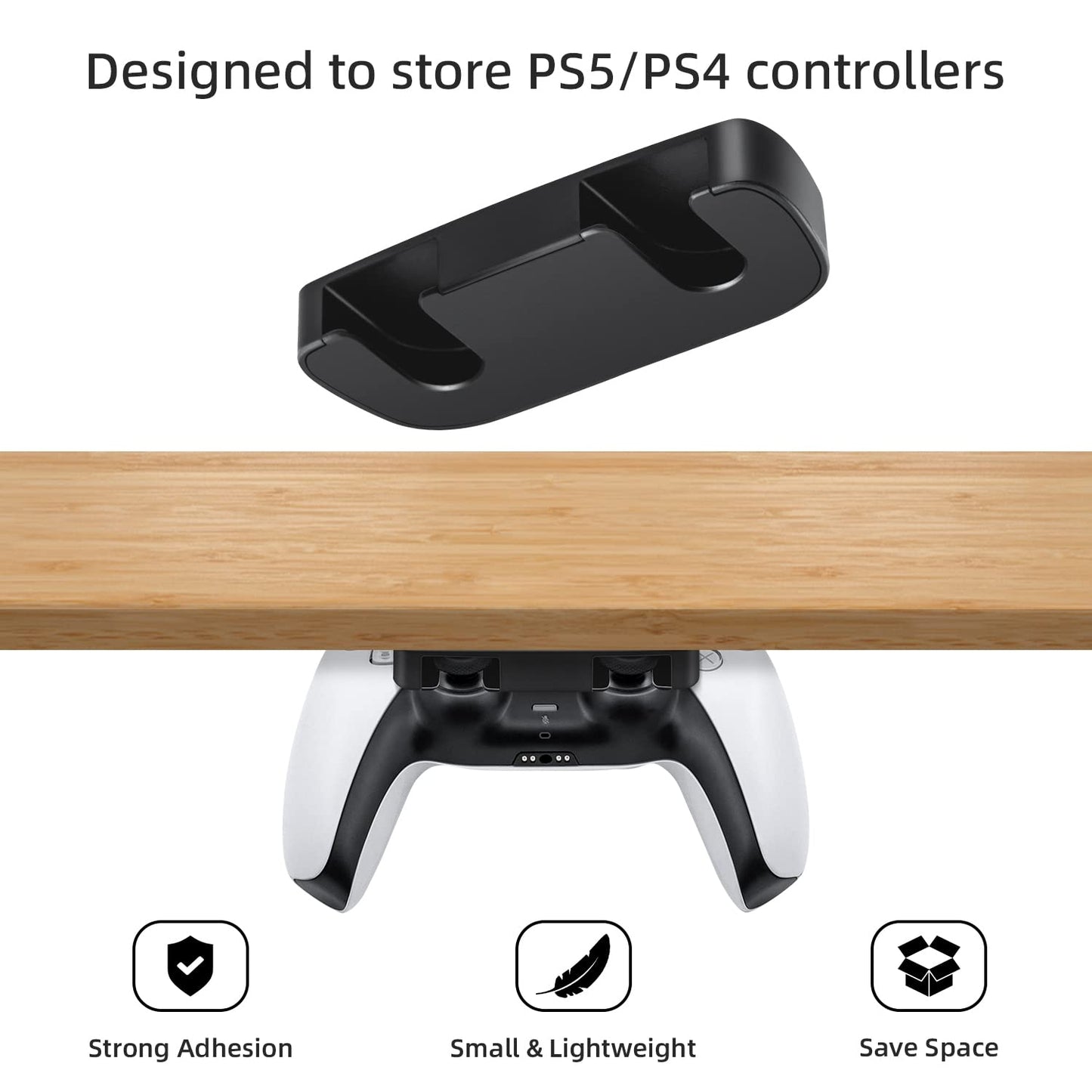 Mcbazel Under Desk Mount for PS5/PS4 Controller - Black, Model MT-050084, Table Stand Holder Compatible with PlayStation 5/4
