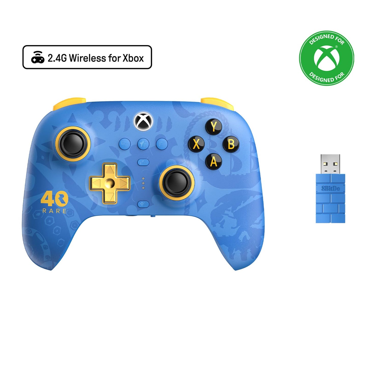 8Bitdo Ultimate 3-Mode Wireless Controller for Xbox - Blue, Hall Effect Joysticks, Pro Back Buttons, 40th Anniversary Edition