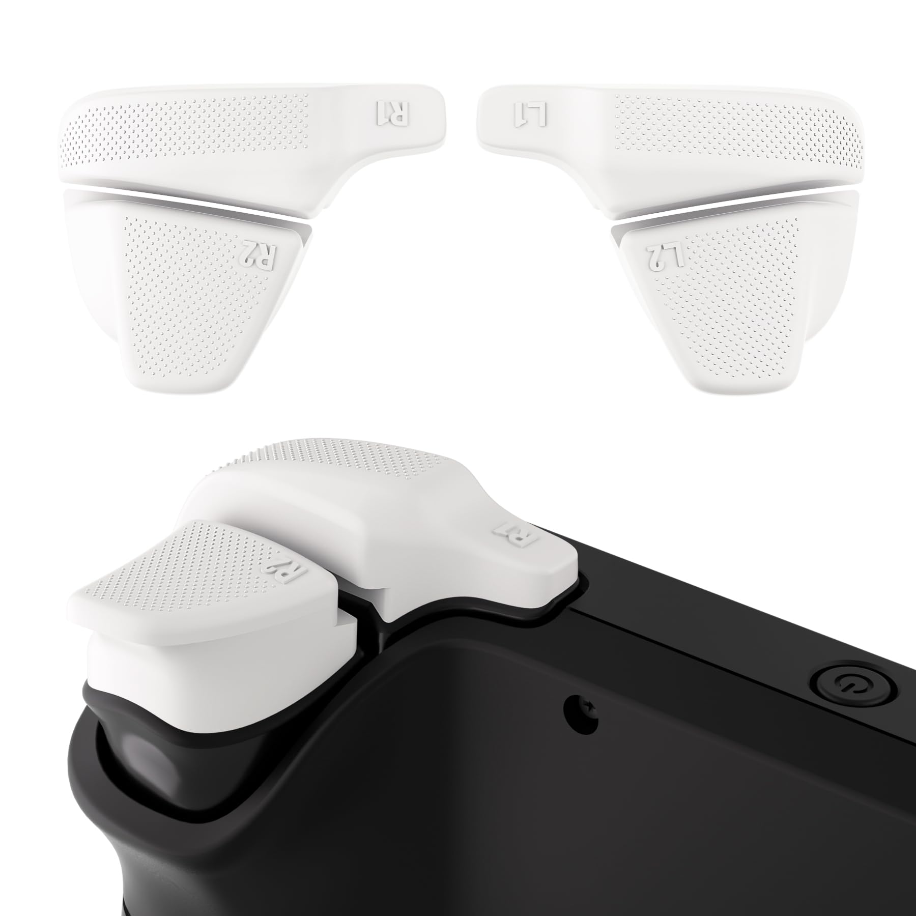 PlayVital LR Increaser Shoulder Buttons Trigger Enhancement Set for Steam Deck OLED  L1R1L2R2 Extender for Steam Deck LCD - White