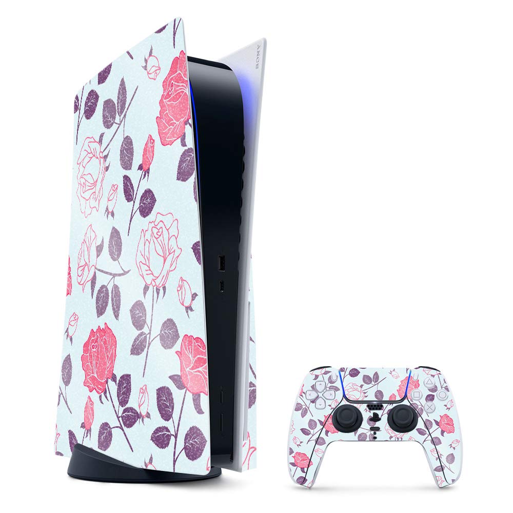 MightySkins Glossy Glitter Gaming Skin for PS5 / PlayStation 5 Bundle - Vintage Floral | Durable High-Gloss Glitter Finish | Easy to Apply and Change Style | Made in The USA