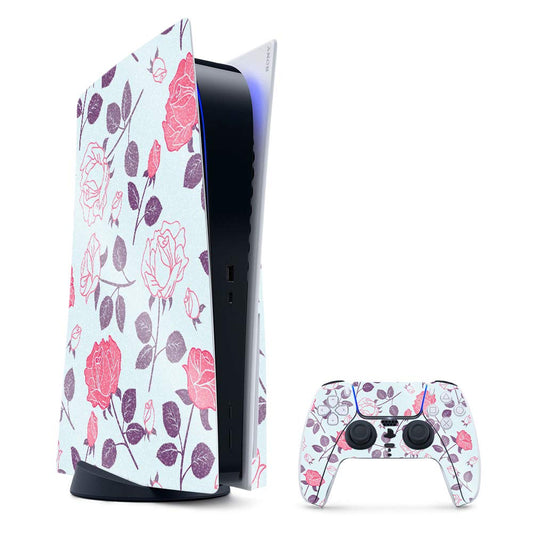 MightySkins Glossy Glitter Gaming Skin for PS5 / PlayStation 5 Bundle - Vintage Floral | Durable High-Gloss Glitter Finish | Easy to Apply and Change Style | Made in The USA