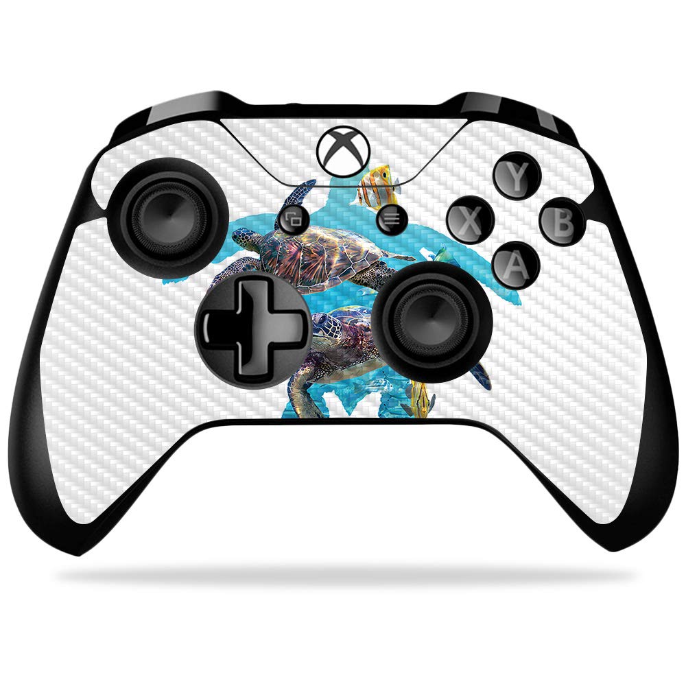 MightySkins Carbon Fiber Skin for Microsoft Xbox One X Controller - Turtle Cool | Protective  Durable Textured Carbon Fiber Finish | Easy to Apply  Remove  and Change Styles | Made in The USA