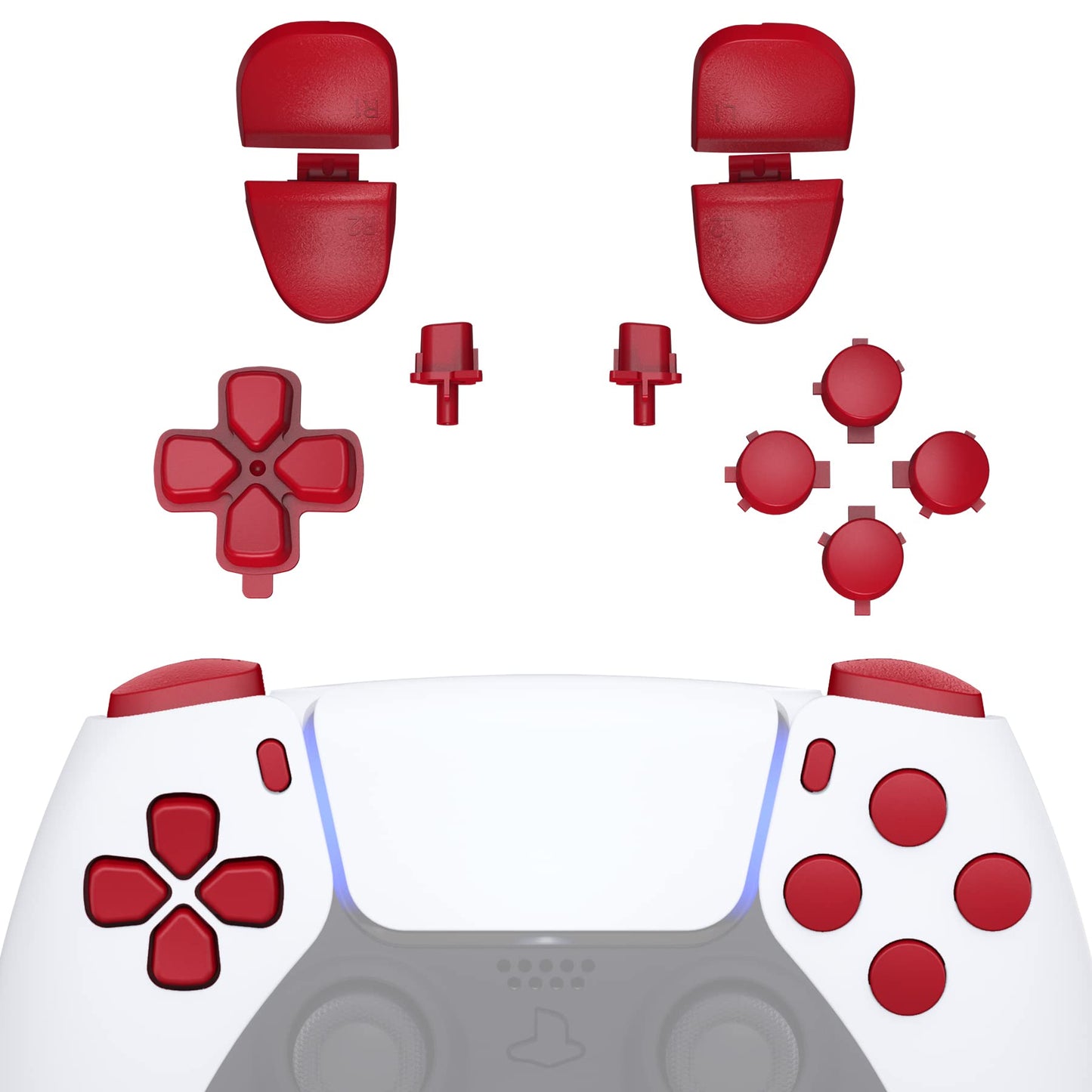 eXtremeRate Replacement D-pad R1 L1 R2 L2 Triggers Share Options Face Buttons  Passion Red Full Set Buttons Compatible with ps5 Controller BDM-030 BDM-040 BDM-050 - Controller NOT Included
