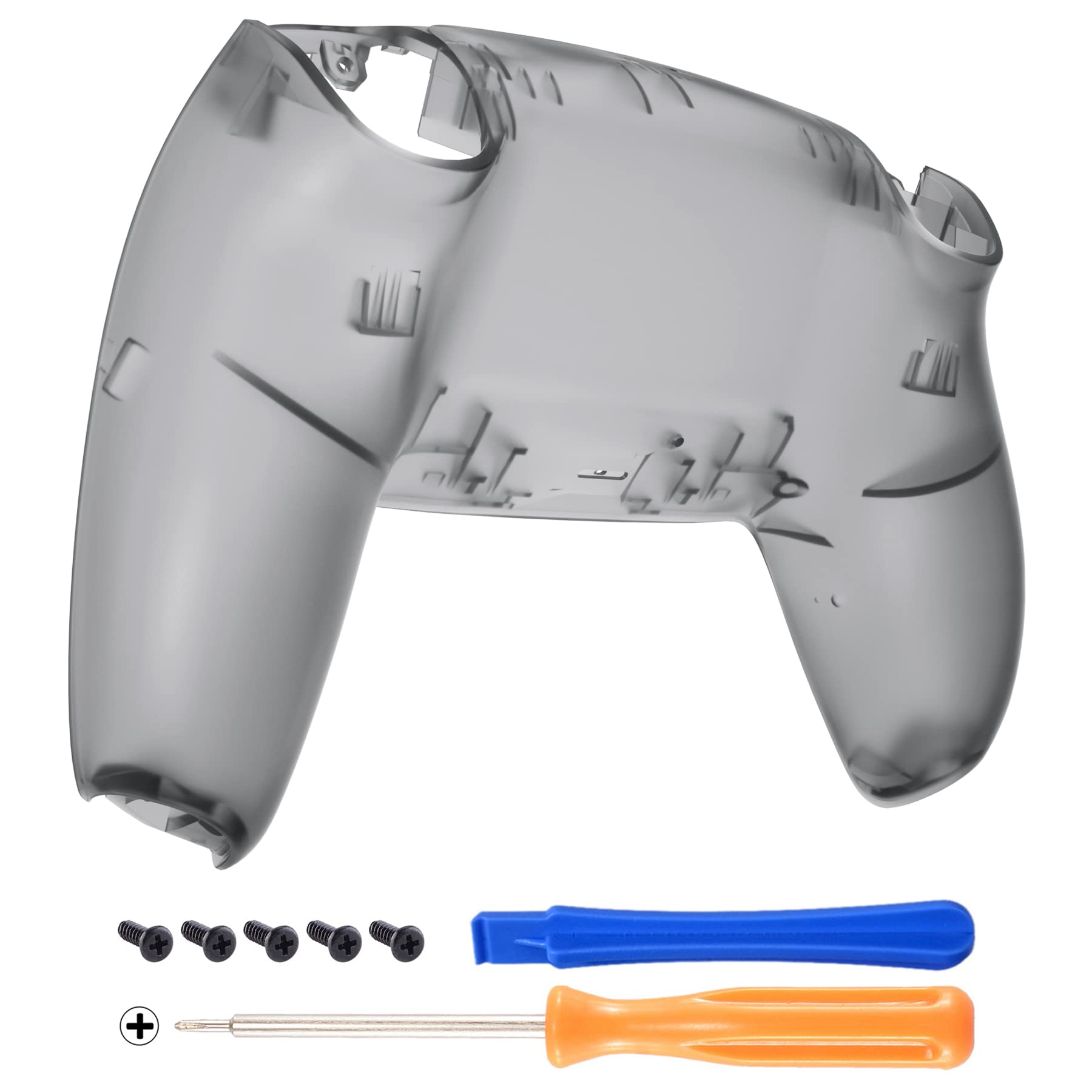 eXtremeRate Clear Black Custom Back Plate Bottom Shell Compatible with ps5 Controller, Replacement Back Shell Cover Compatible w