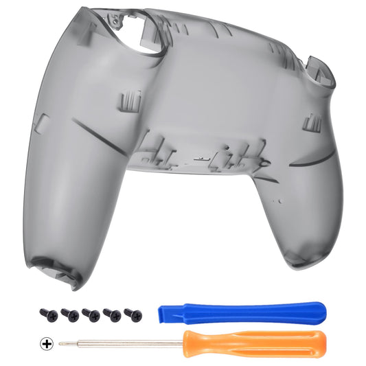 eXtremeRate Clear Black Custom Back Plate Bottom Shell Compatible with ps5 Controller, Replacement Back Shell Cover Compatible w