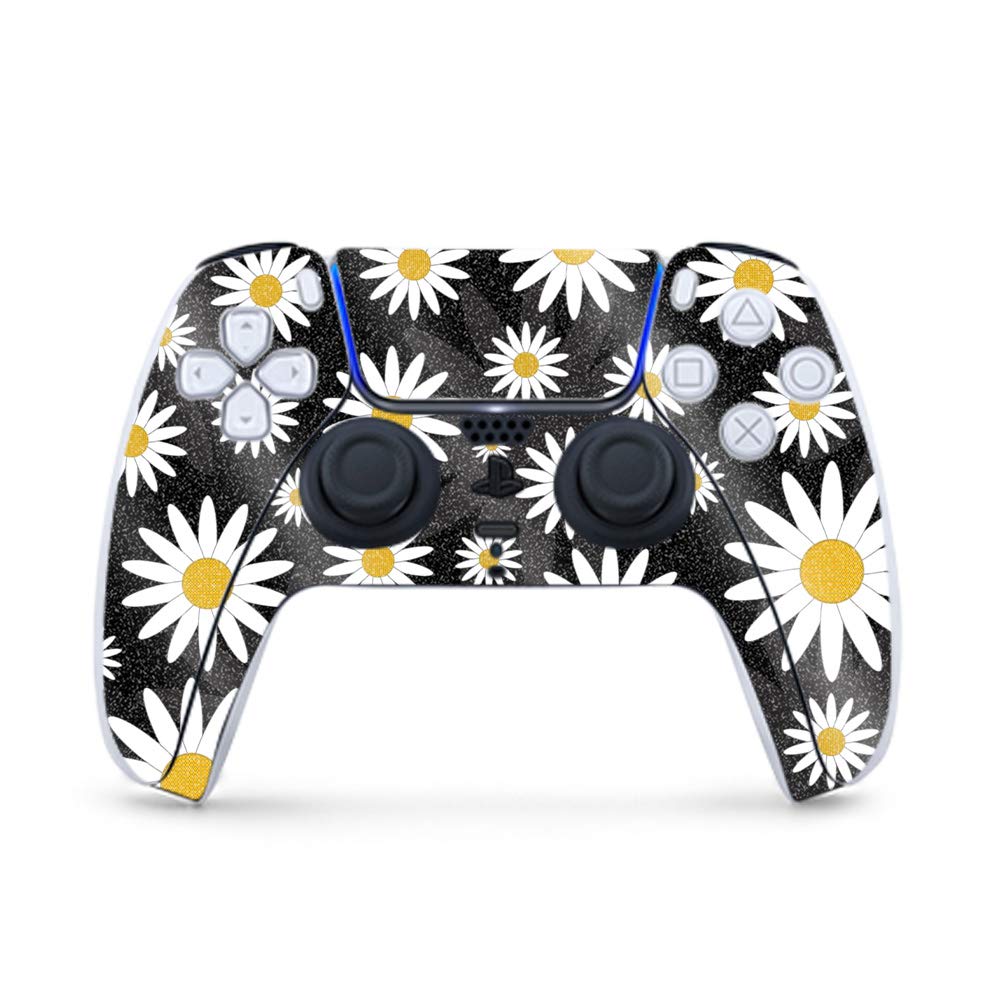 MightySkins Glossy Glitter Gaming Skin for PS5 / PlayStation 5 Controller - Daisies | Durable High-Gloss Glitter Finish | Easy to Apply and Change Style | Made in The USA