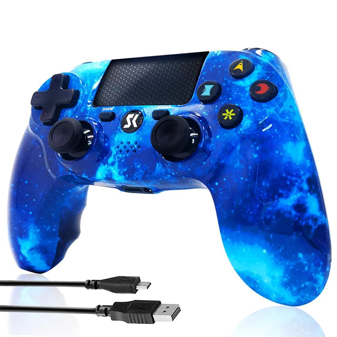 CHENGDAO Wireless Controller for PS4 - RoyaBlue Style, Double Shock, Touch Pad, Audio Function, Compatible with PS4/Pro/Slim/PC