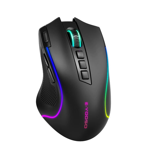 E-YOOSO x-11 PRO Gaming Mouse - Tri-Modes Wireless/Bluetooth/Wired, 8000 DPI, RGB Backlit, 9 Programmable Buttons, Black