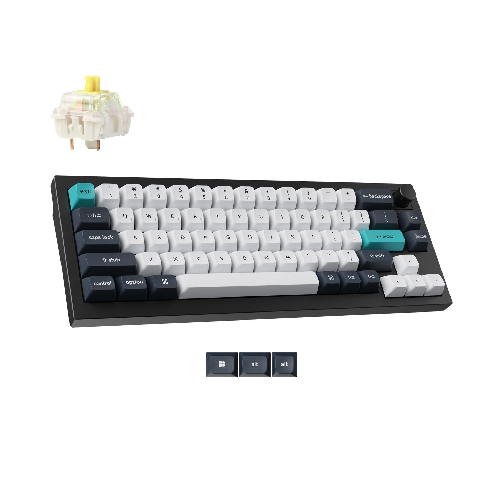 Keychron Q2 Max Wireless Custom Mechanical Gaming Keyboard  QMK/VIA Programmable Knob 2.4 GHz/Bluetooth 5.1/Wired  65% Compact RGB Hot-Swap with Gateron Banana Switch for Mac Windows Linux - Black