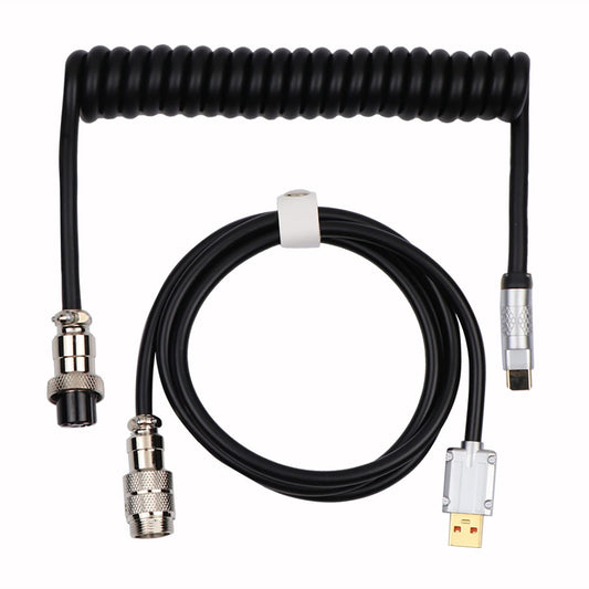 EPOMAKER Puff Aviator Coiled USB Cable, Type C Detachable Mechanical Gaming Keyboard Cable for Win/Mac/Gamers, Suitable for RT10