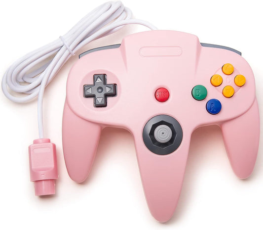KIWITATA Classic Wired N64 Controller  Retro N64 Remote Joystick Replacement Controller for N64 System Video Games Console Pink