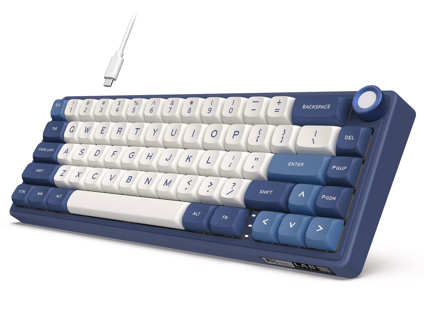 RK ROYAL KLUDGE R65 Wired Gaming Keyboard with Volume Knob  60% Percent RGB Backlit Mechanical Keyboard Gasket Mount with PBT Keycaps  MDA Profile  QMK/VIA  66 Keys Hot Swappable Cream Switch  Blue
