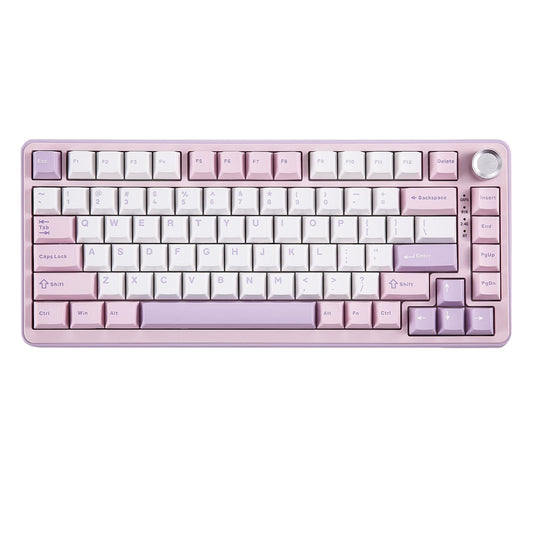 YUNZII B75 PRO Wireless Mechanical Keyboard 75% Layout with Knob Hot Swap Gasket Custom Structure Creamy Pre-lubed Switches RGB Backlit Bluetooth/Type-C/2.4G for Win/Mac(Cocoa Cream V2 Switch Purple)