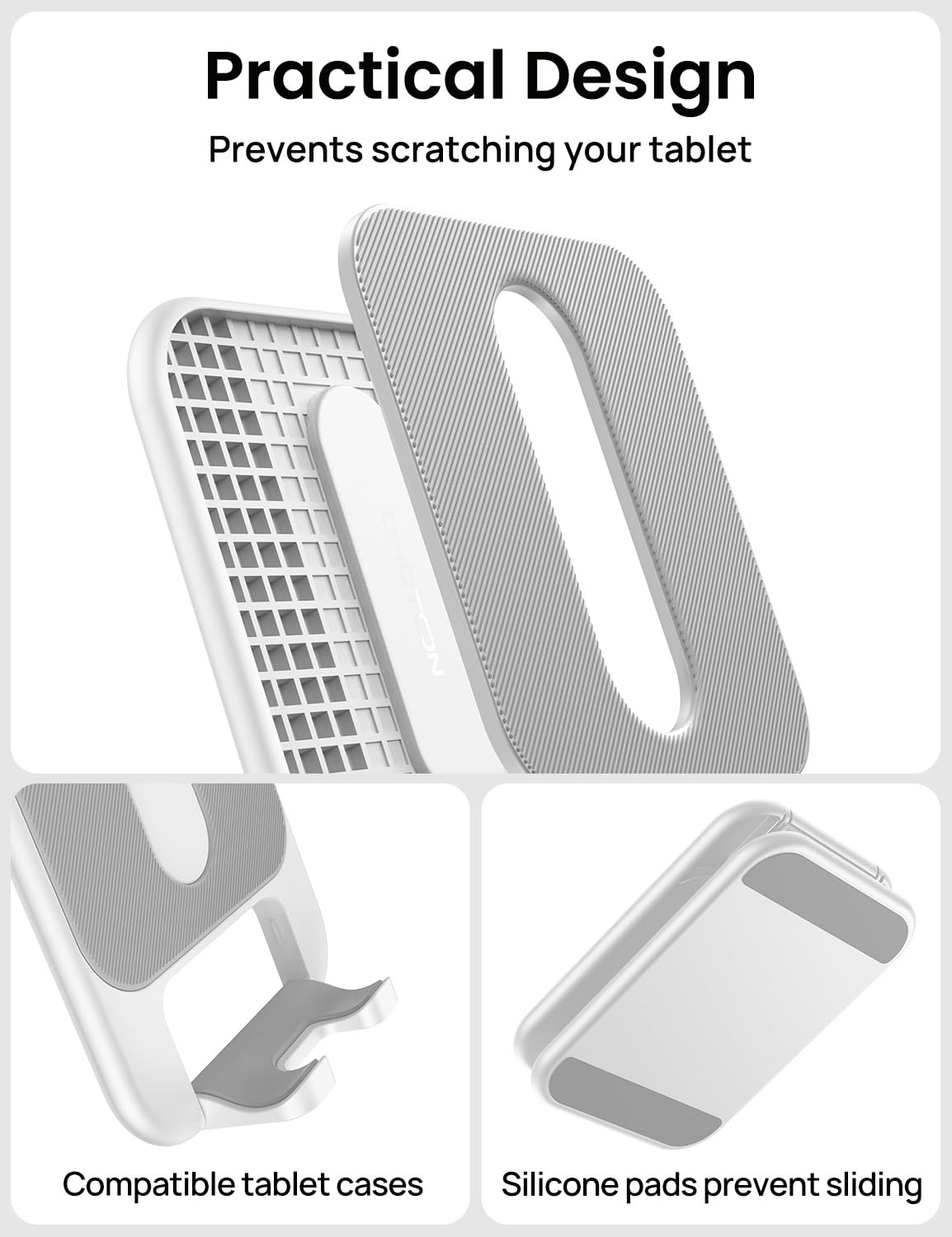 OMOTON Foldable Tablet Stand - Portable Dock Holder for iPad/Samsung Galaxy, Up to 12.9", Milk White