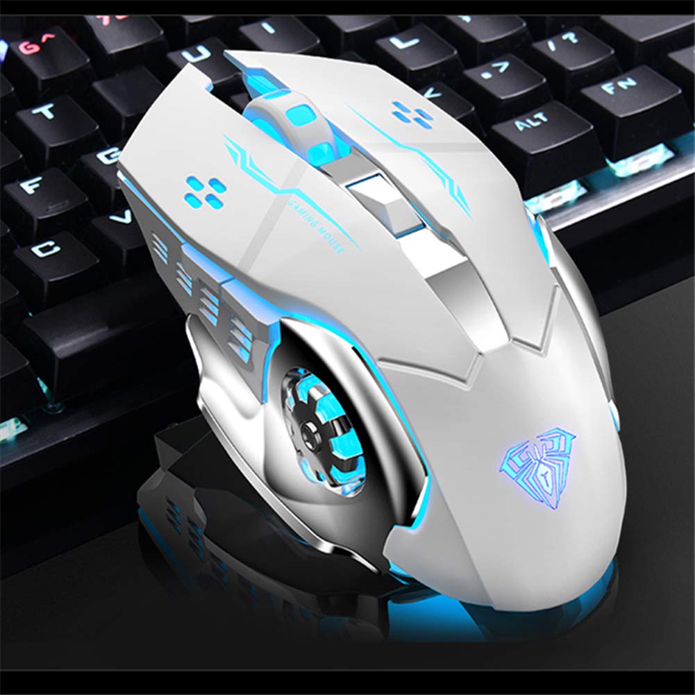 AULA SC100 Wireless Gaming Mouse - Rechargeable, RGB LED, DPI Adjustable, White Color
