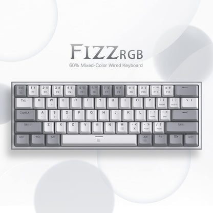 Redragon K617 Fizz 60% Wired RGB Mechanical Keyboard, 61 Keys, Linear Red Switch, Grey & White Keycaps