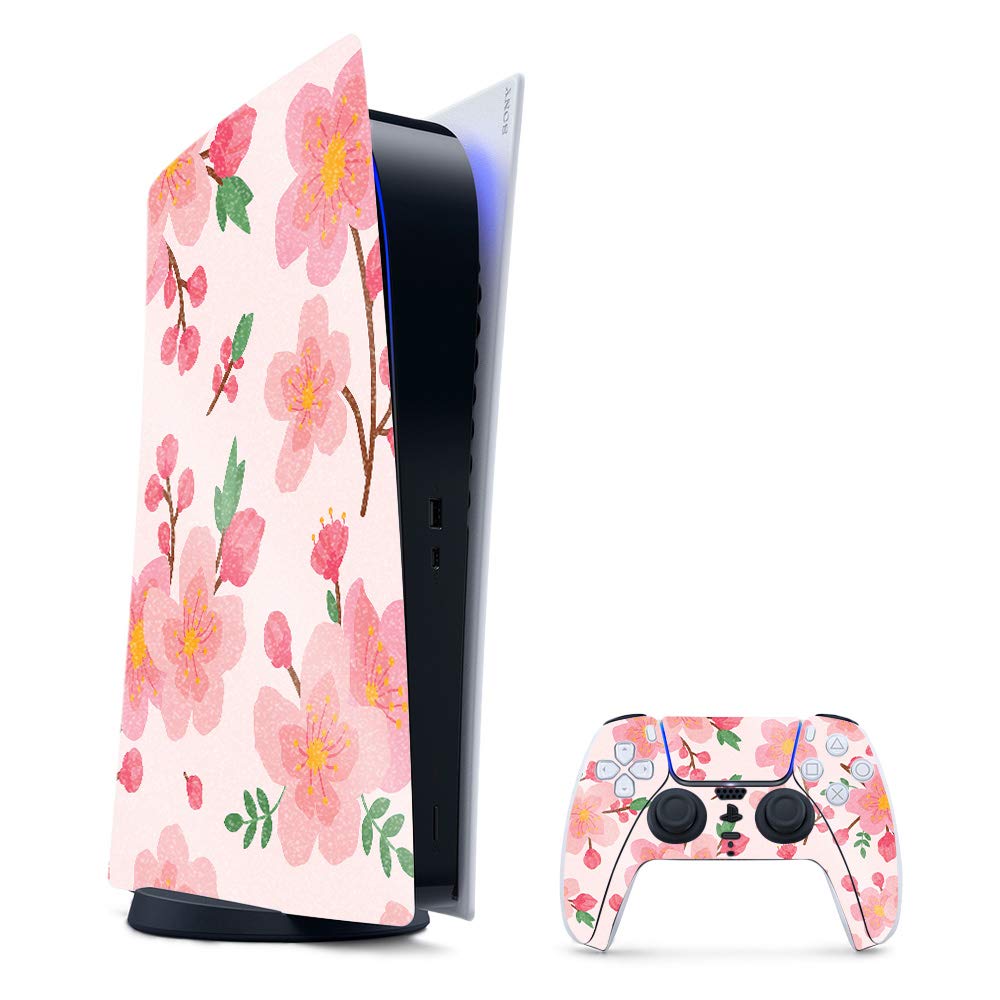 MightySkins Glossy Glitter Skin Compatible with PS5 / PlayStation 5 Digital Edition Bundle - Lilies in Bloom | Protective  Durable High-Gloss Glitter Finish | Easy to Apply | Made in The USA