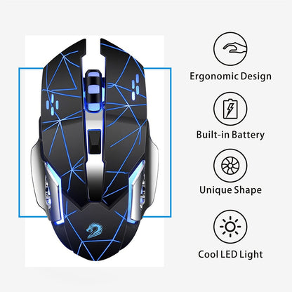 Uciefy Q85 Wireless Gaming Mouse - 2.4G LED Optical, Silent Click, 3 Adjustable DPI, Ergonomic Design, Starry Black