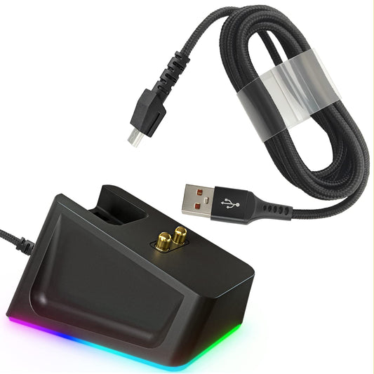 Charging Dock with 4.9Ft USB Charging Cable Fits for Razer Naga Pro/DeathAdder/Basilisk/Viper Ultimate Gaming Mouse Magnetic Dock with Charge Status Indicator and Anti-Slip Sticker