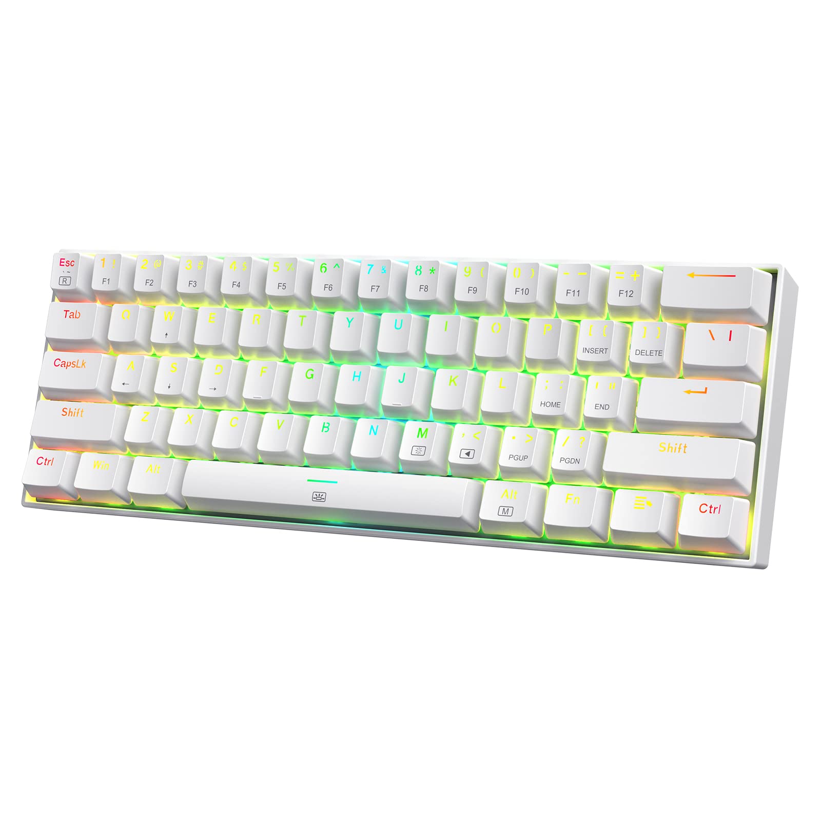 Redragon K630 Dragonborn 60% Wired RGB Gaming Keyboard  61 Keys Compact Mechanical Keyboard with Linear Red Switch  Pro Driver Support  White