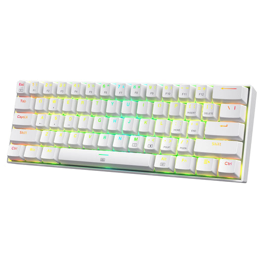 Redragon K630 Dragonborn 60% Wired RGB Gaming Keyboard  61 Keys Compact Mechanical Keyboard with Linear Red Switch  Pro Driver Support  White