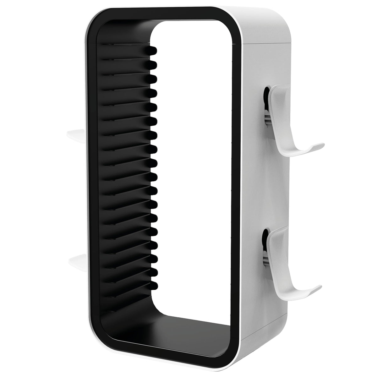 Universal Games Storage Tower Pro - for Up to 18 Games - with Controller Holder for up to 4 Gamepads - Gaming Accessories for PS5  PS4  PS3  Xbox X/S/One  Switch  Switch OLED  BluRay 