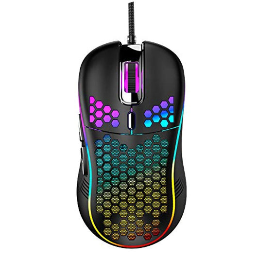 Techsea Honeycomb Wired Gaming Mouse, RGB Backlight, 7200 DPI, Lightweight Ergonomic Design, Pink