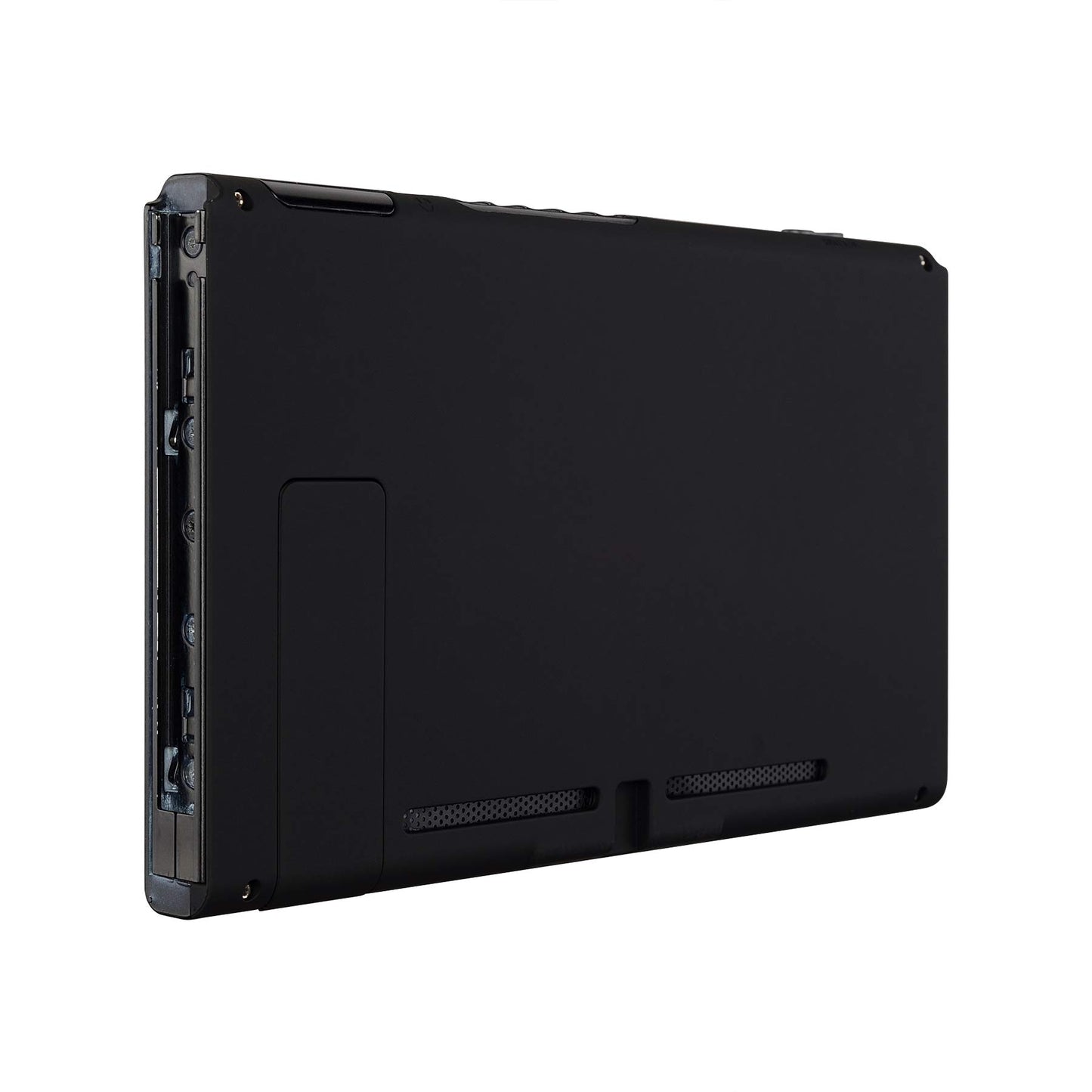 eXtremeRate Soft Touch Grip Black Console Back Plate DIY Replacement Housing Shell Case for Nintendo Switch Console with Kickstand - JoyCon Shell NOT Included