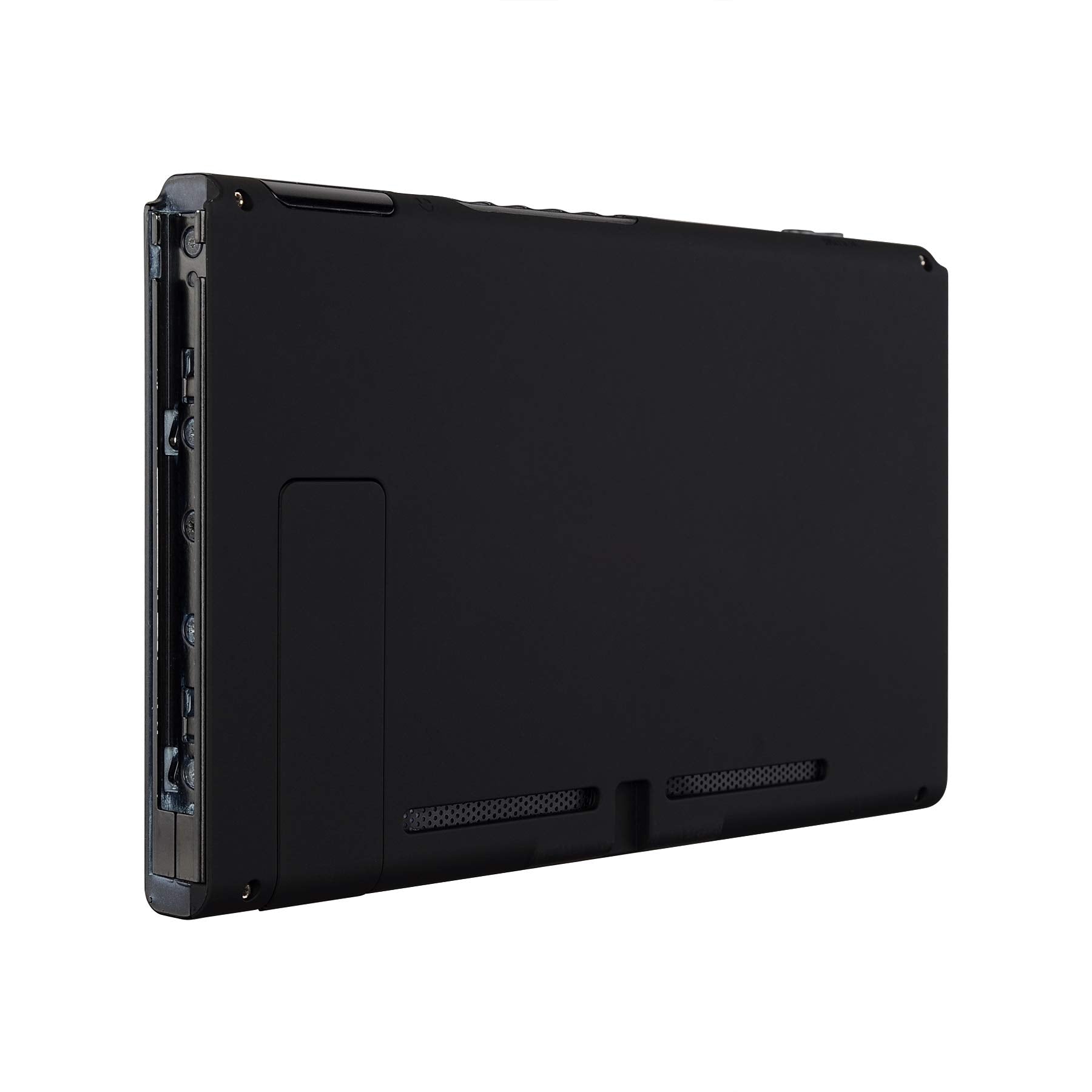 eXtremeRate Soft Touch Grip Black Console Back Plate DIY Replacement Housing Shell Case for Nintendo Switch Console with Kickstand - JoyCon Shell NOT Included