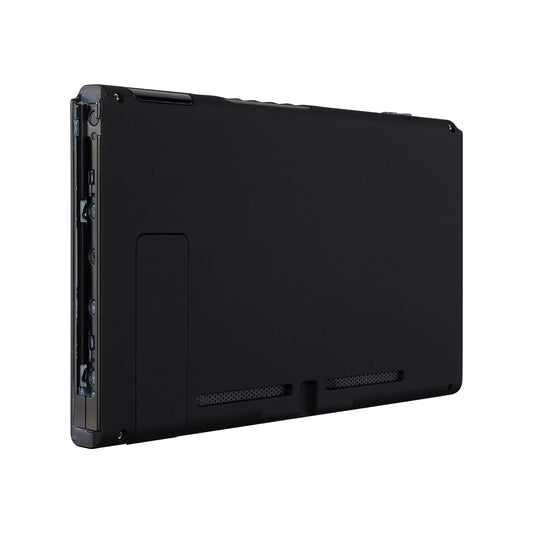 eXtremeRate Soft Touch Grip Black Console Back Plate DIY Replacement Housing Shell Case for Nintendo Switch Console with Kickstand - JoyCon Shell NOT Included