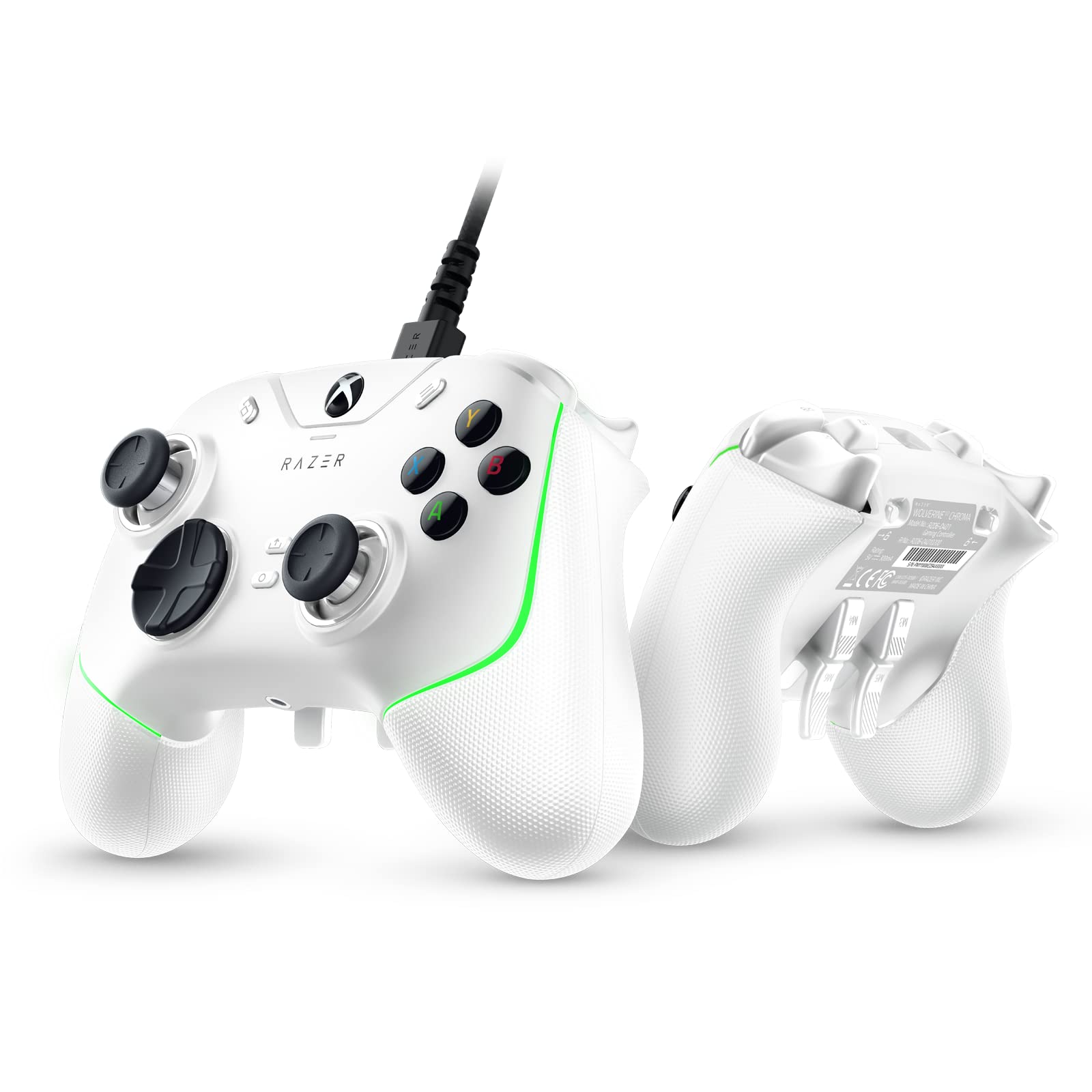 Razer Wolverine V2 Chroma Wired Gaming Pro Controller for Xbox Series X|S  Xbox One  PC: RGB Lighting - Remappable Buttons & control buttons - Mecha-Tactile Buttons & D-Pad - control button Stop-Switches - White