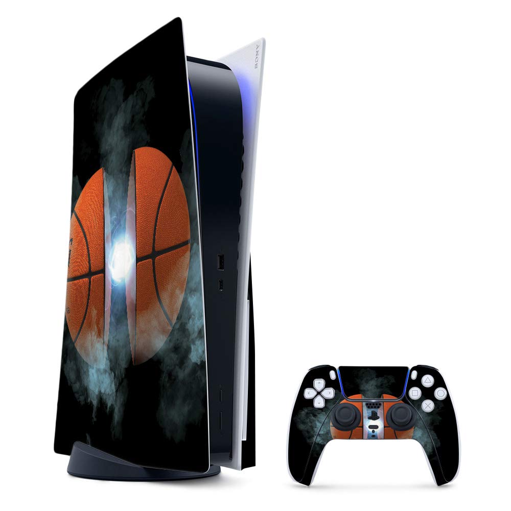 MightySkins Gaming Skin for PS5 / Playstation 5 Bundle - Basketball Orb | Protective Viny wrap | Easy to Apply and Change Style | Made in The USA