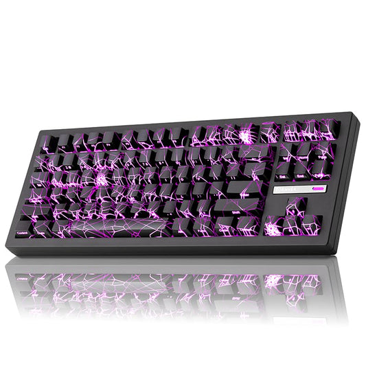 ZORNHER ZH870 Wireless Gaming Mechanical Keyboard 80% Black Custom Creamy Sound Keyboard with Spider Web IMD PC Keycaps Creamy Sounding Linear Switches Hot-Swappable RGB Backlit 2.4GHz/USB-C/BT5.0