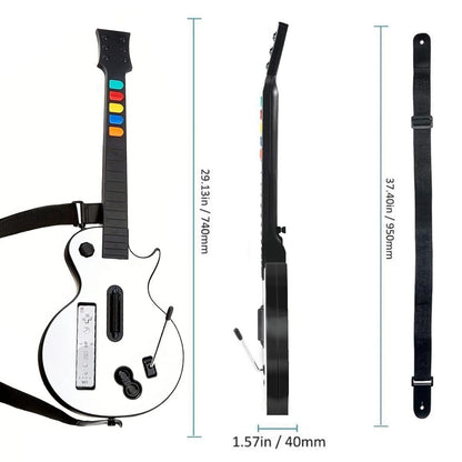 NBCP Wireless Guitar Controller for Nintendo Wii - Compatible with Guitar Hero, Rock Band 2 & 3, White, Model KT613W