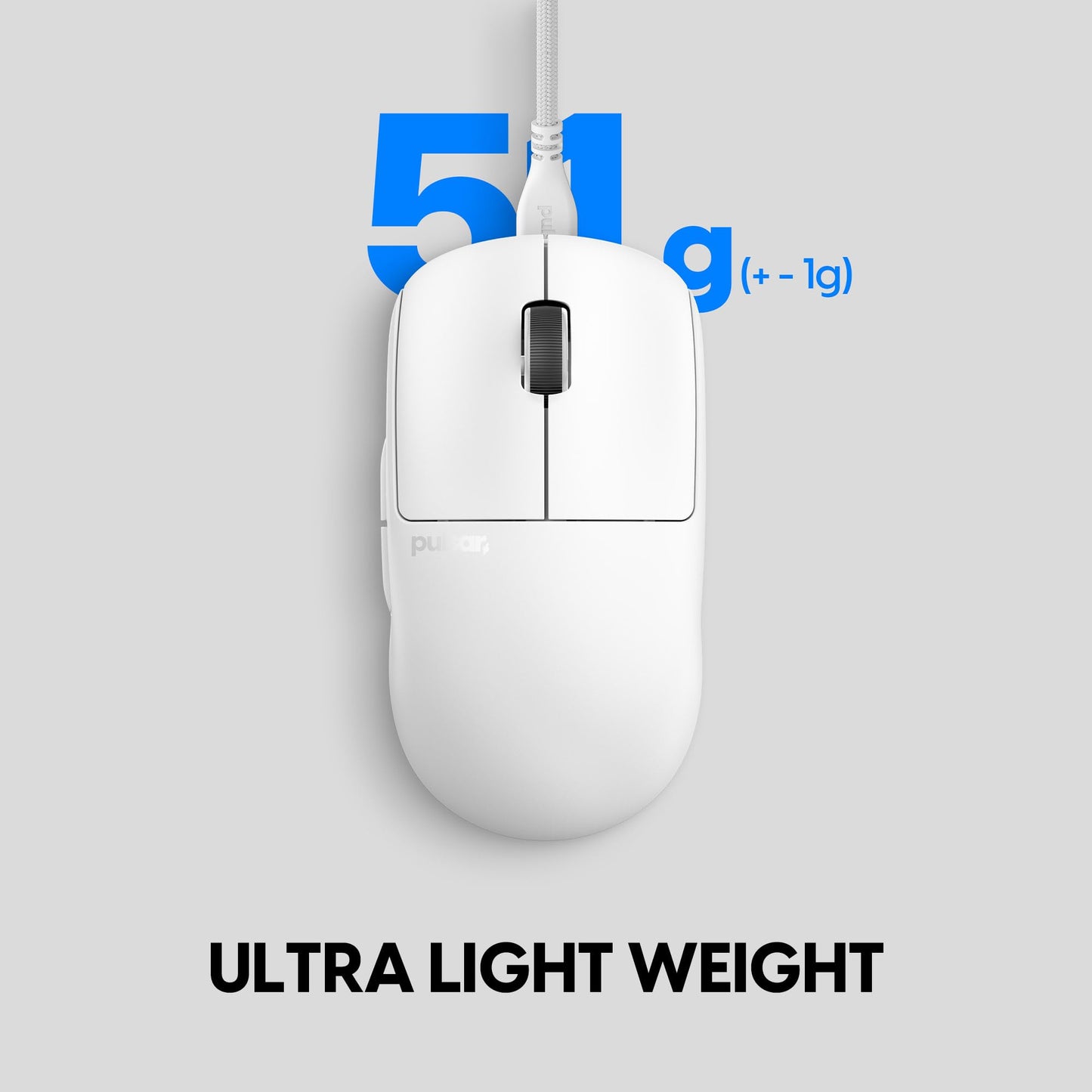Pulsar Gaming Gears X2 Wired Gaming Mouse - Ultra Lightweight, 26000 DPI, Optical Switch, Medium, White, Model PX2222D