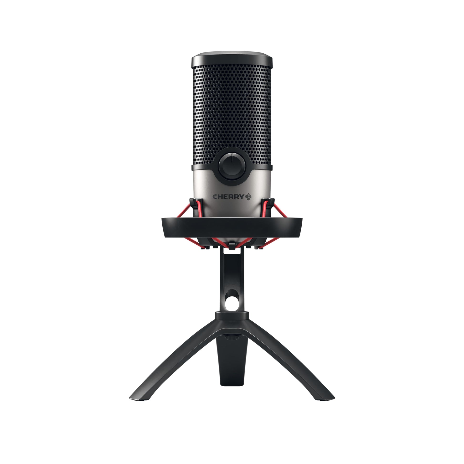 Cherry UM 6.0 Advanced  USB Microphone for Streaming  Podcasts  Home Office  2 Directional Patterns  Shock-Mount  Compatible with PC/Mac/PS4/PS5  Silver/Black