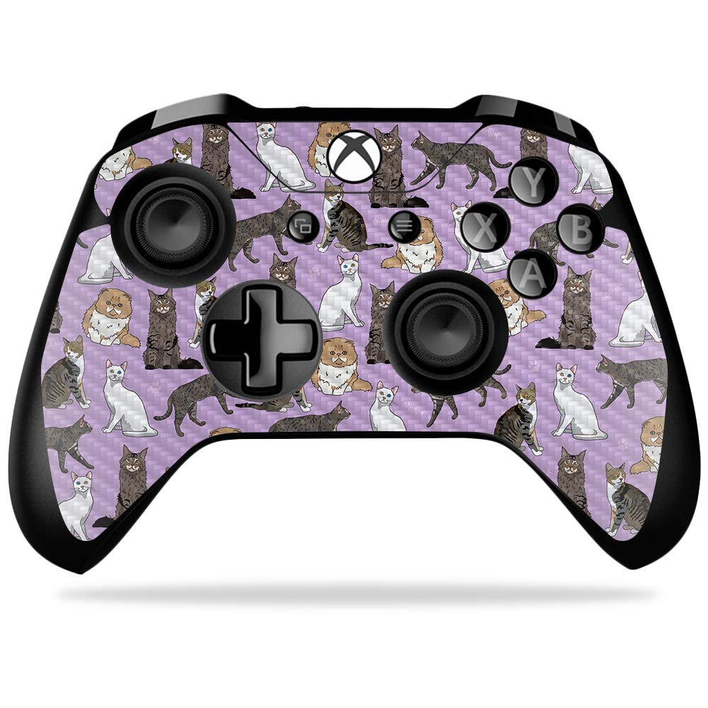 MightySkins Carbon Fiber Skin for Microsoft Xbox One X Controller - Cat Chaos | Protective  Durable Textured Carbon Fiber Finish | Easy to Apply  Remove  and Change Styles | Made in The USA