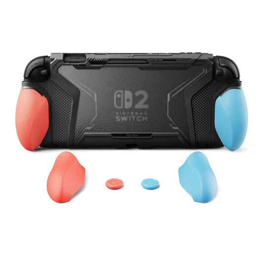 PlayVital Switch 2 Beyond-Grip Dockable Case - Ergonomic Grips, Military-Grade Protection, 2 Joystick Caps, Blue & Orange