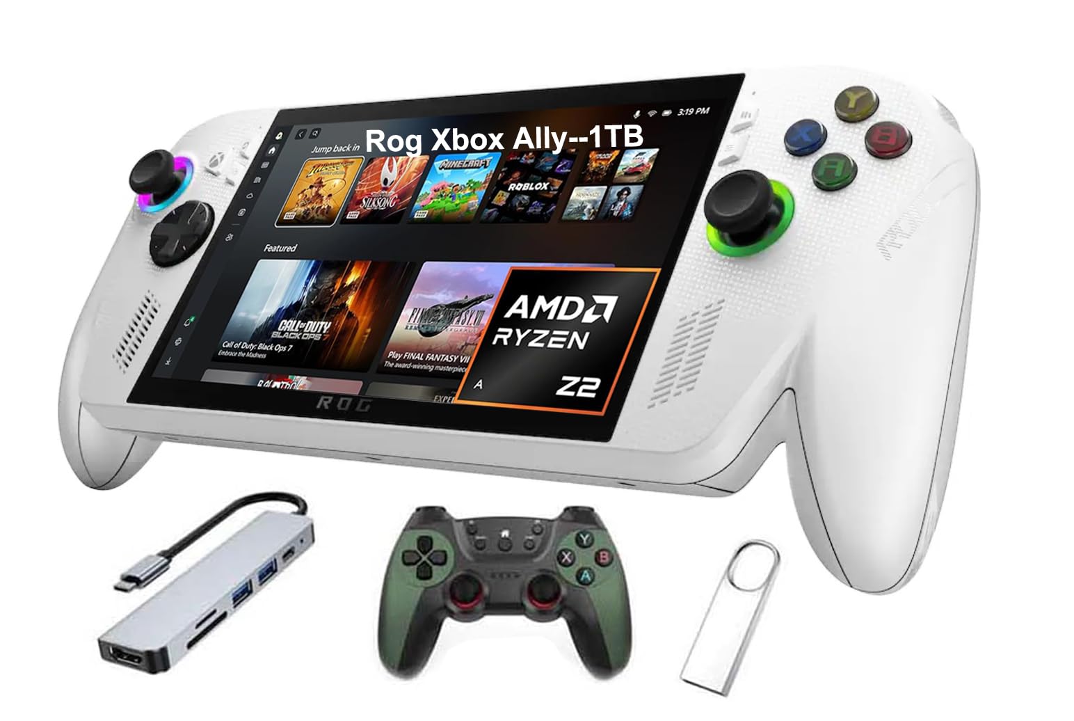 ASUS ROG Xbox Ally 7 FHD Gaming Handheld Console  120Hz IPS LED Touch Screen  AMD Ryzen Z2 A Processor  16GB  Windows 11  with GSF 3-in-1 Kit (16GB | 1TB SSD)