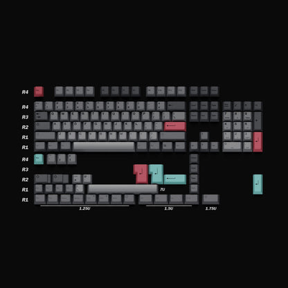 HK GAMING Dye Sublimation PBT Keycap Set | 139 Keys | Cherry Profile | ANSI US Layout | Stealth Dolch Compatible with MX, Gateron, Kailh