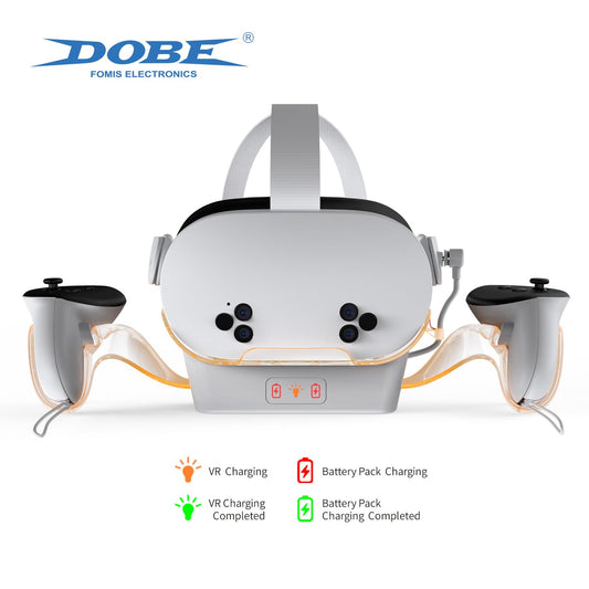 DOBE Charging Kit for Quest2/Quest3/Quest3S VR Headset - Fast 5V 3A Charging, Two 2000mAh Rechargeable Batteries, Model TY-386