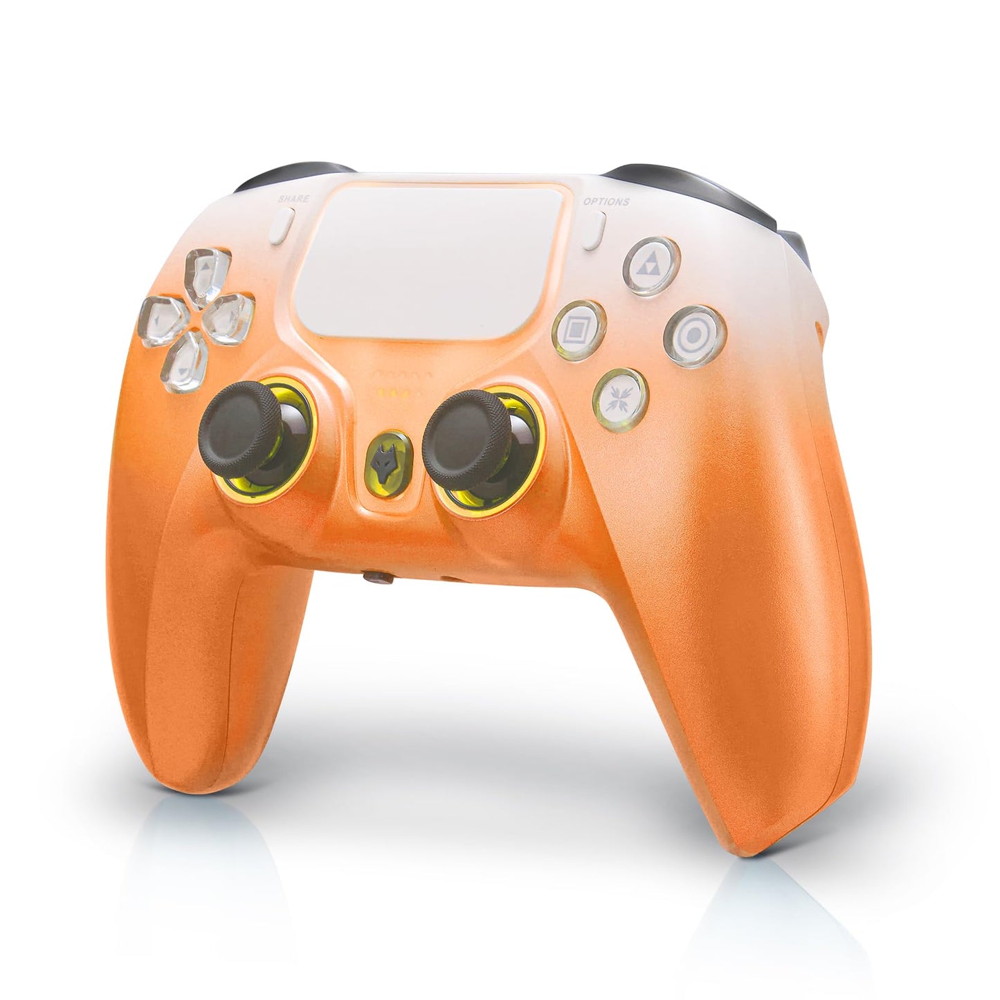 NBCP For PS4 Wireless Controller  Compatible With PS4/PS3/PC/iOS/Android Six-Axis Gyroscope  Dual Vibration 1200mAh Battery Dual Hall Effect Triggers Touchpad Turbo Function (Orange)