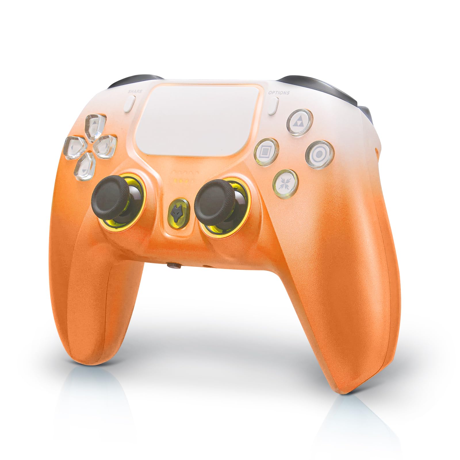 NBCP For PS4 Wireless Controller  Compatible With PS4/PS3/PC/iOS/Android Six-Axis Gyroscope  Dual Vibration 1200mAh Battery Dual Hall Effect Triggers Touchpad Turbo Function (Orange)
