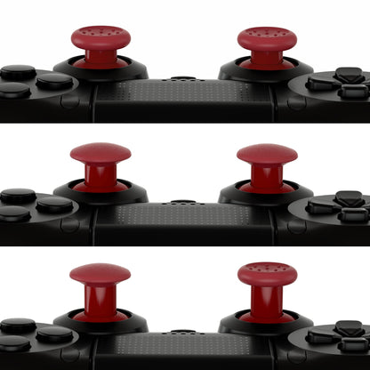eXtremeRate ThumbsGear Ergonomic Thumbstick for PS5/PS4 - 3 Height Adjustable Grips, Carmine Red, Model P4J1112-JY
