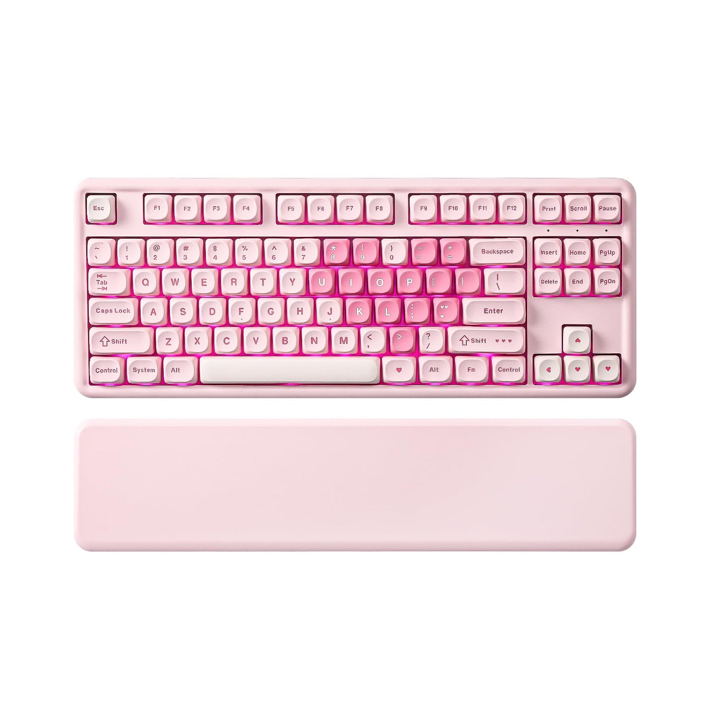 YUNZII B87 Wireless Mechanical Keyboard QMK/VIA Programmable TKL Layout 87 Keys BT/2.4G/USB-C Hot Swap Gasket Mount RGB Backlit Gaming with Wrist Rest for Win/Mac (Pink  Milk V2)